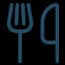 Icono de servicios de restaurante con diseño de cubiertos de tenedor y cuchillo.